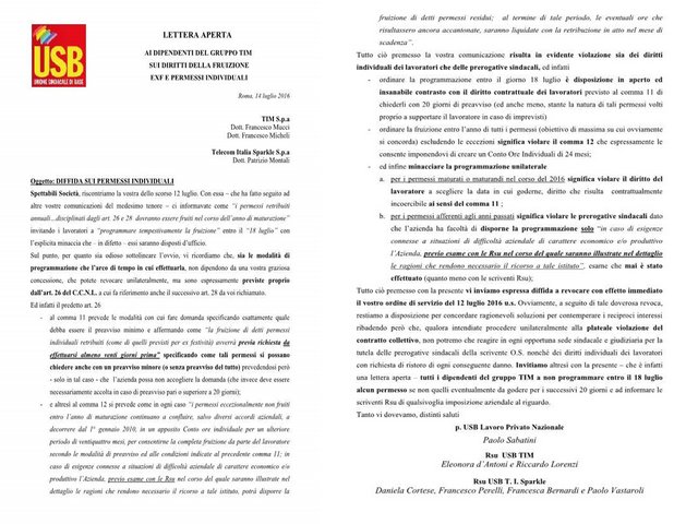 Usb Lavoro Privato: LETTERA APERTA AI DIPENDENTI DEL GRUPPO ...